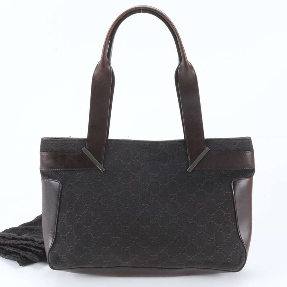 Gucci GG Canvas 73983 Leather Tote Bag Shoulder Handbag Brown Women's